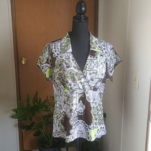 👕Green Paisley Blue Diamond Botanical